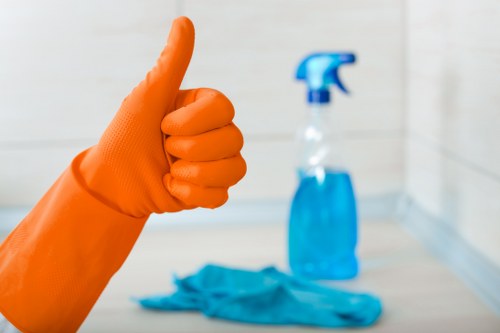Local communal area cleaning team working in an E3 building
