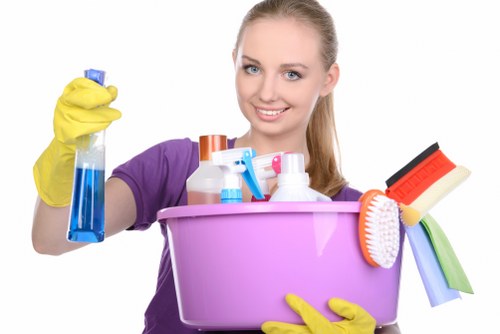 Carpet cleaning staff following a safe working routine